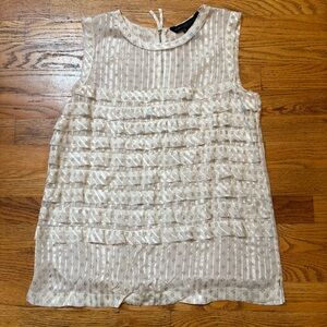 Marc by Marc Jacobs 100% silk Elegant Cream Sleeveless ruffle Top, size small
